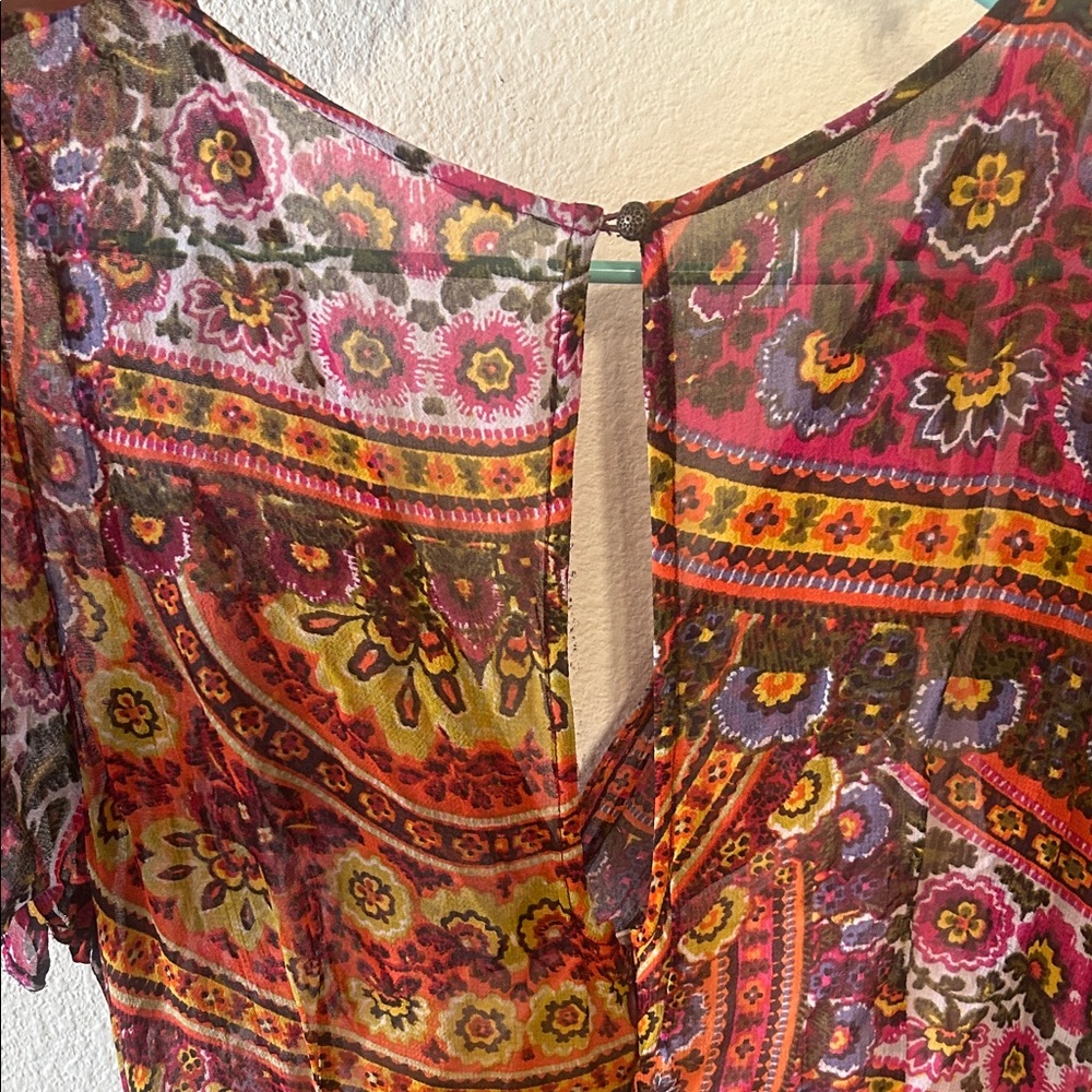 Anthropologie Red Paisley Boho Wrap Maxi Dress - Picture 8 of 8